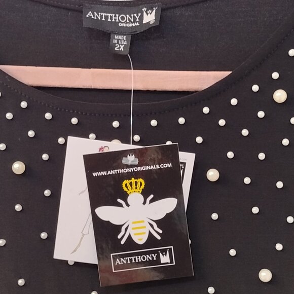 (NWT) Antthony Originals: 2-Piece Wide Leg Pull on Pant Set, Size 2X, Black - Picture 4 of 9